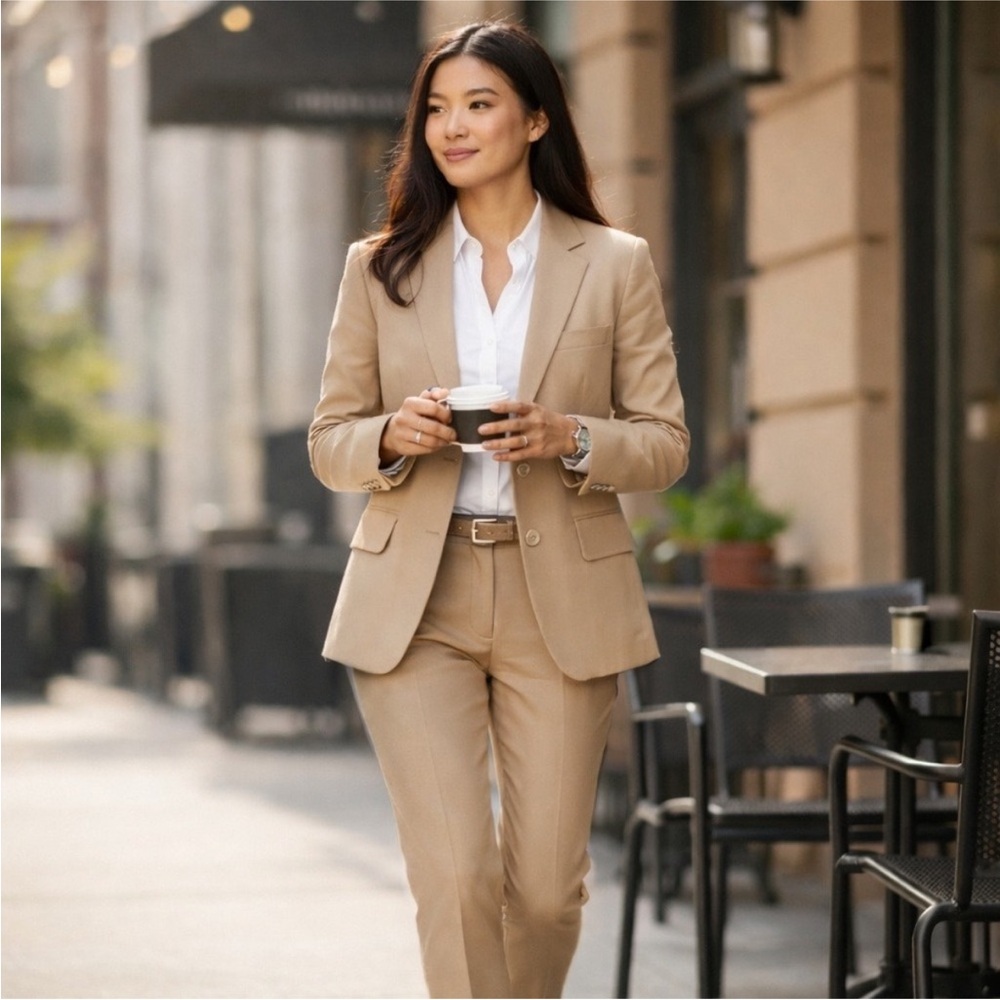 Lauren Ralph Lauren Cotton Silk Beige Blazer Jacket Career Going Out Scandi 10